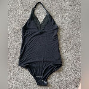 Grey halter body suit